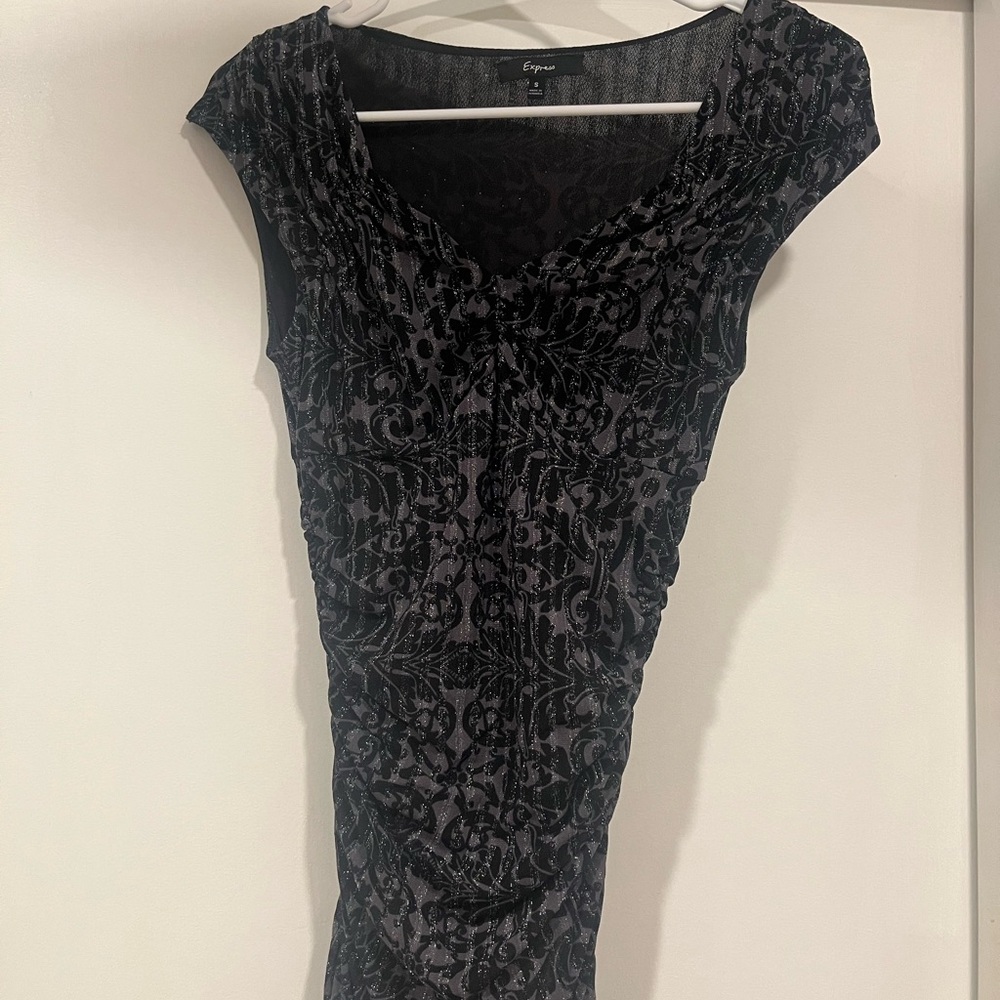 Express Elegant Black/Gray/silver sparkle top size small